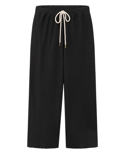 The Wide Leg Cropped Sweatpant. -- Almost Black