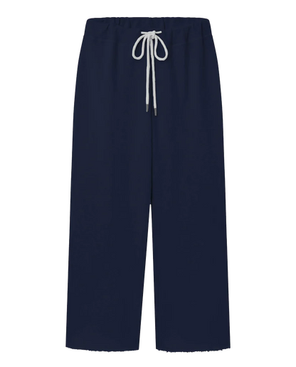 The Wide Leg Cropped Sweatpant. -- True Navy