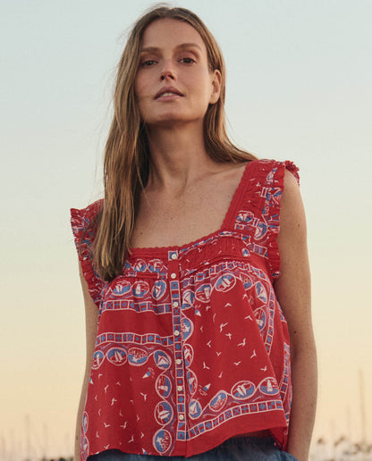 The Victorian Pleat Tank. -- Red Sailboat Bandana