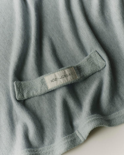 RŌZ + The GREAT The Sweatshirt Hair Towel. -- Seaglass