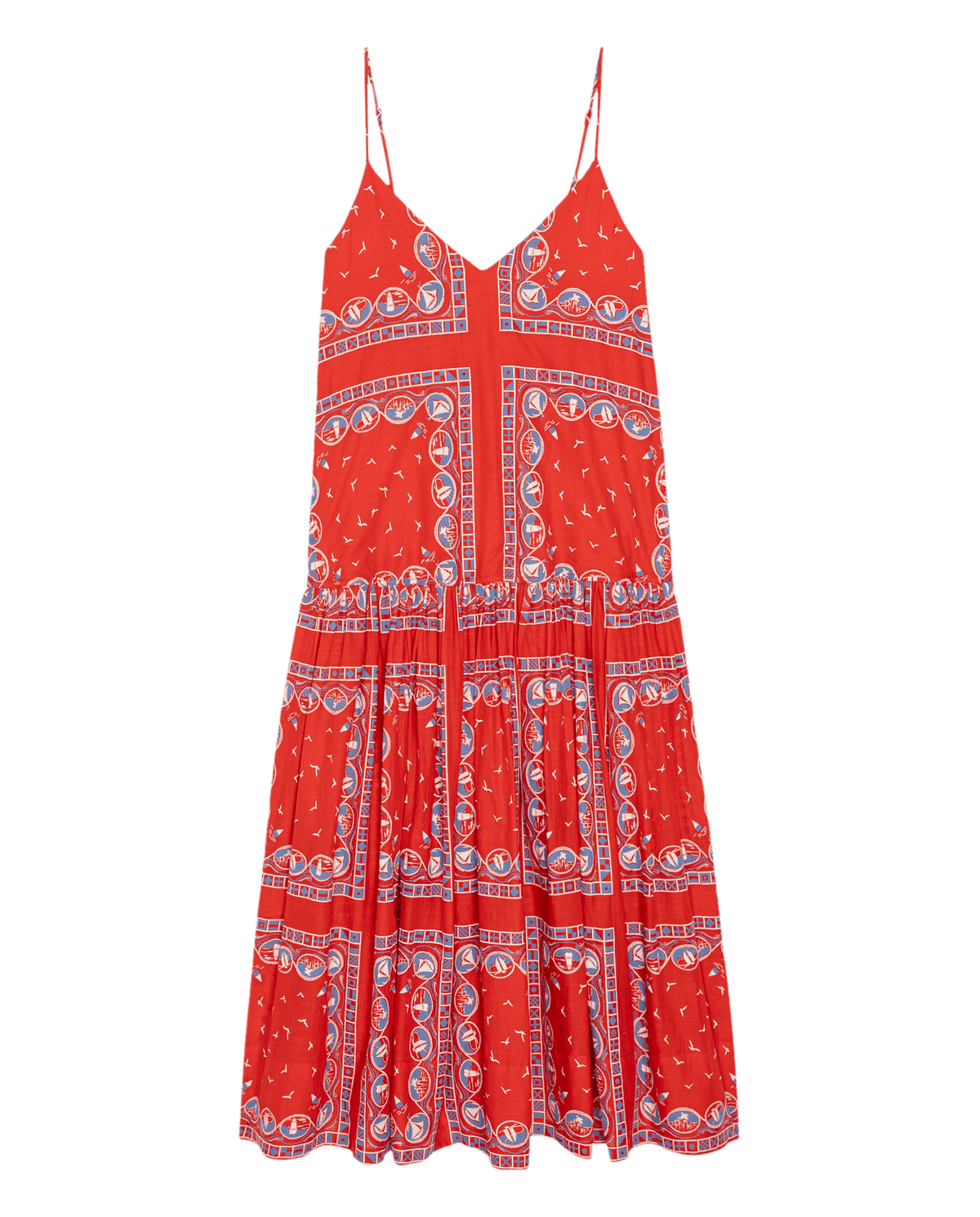 The Drop Waist Dress. -- Red Sailboat Bandana