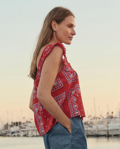 The Victorian Pleat Tank. -- Red Sailboat Bandana