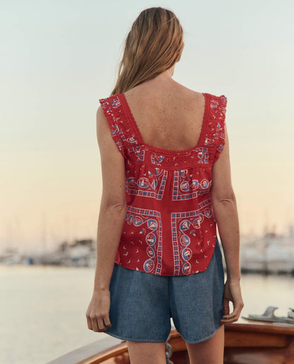 The Victorian Pleat Tank. -- Red Sailboat Bandana