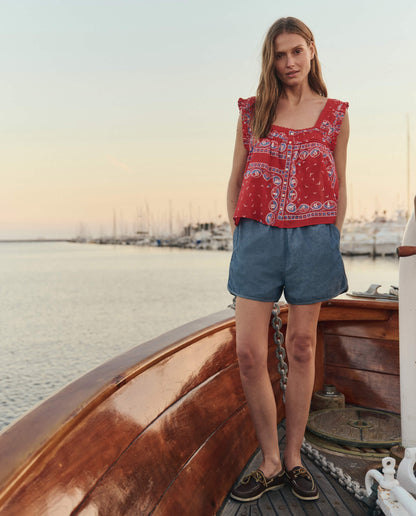 The Victorian Pleat Tank. -- Red Sailboat Bandana