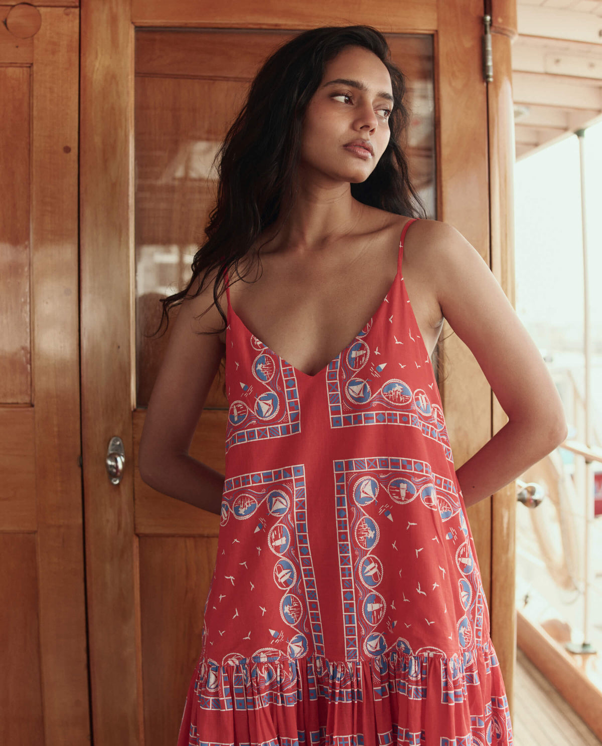 The Drop Waist Dress. -- Red Sailboat Bandana