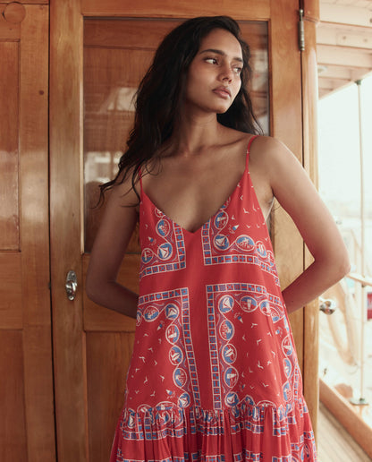 The Drop Waist Dress. -- Red Sailboat Bandana