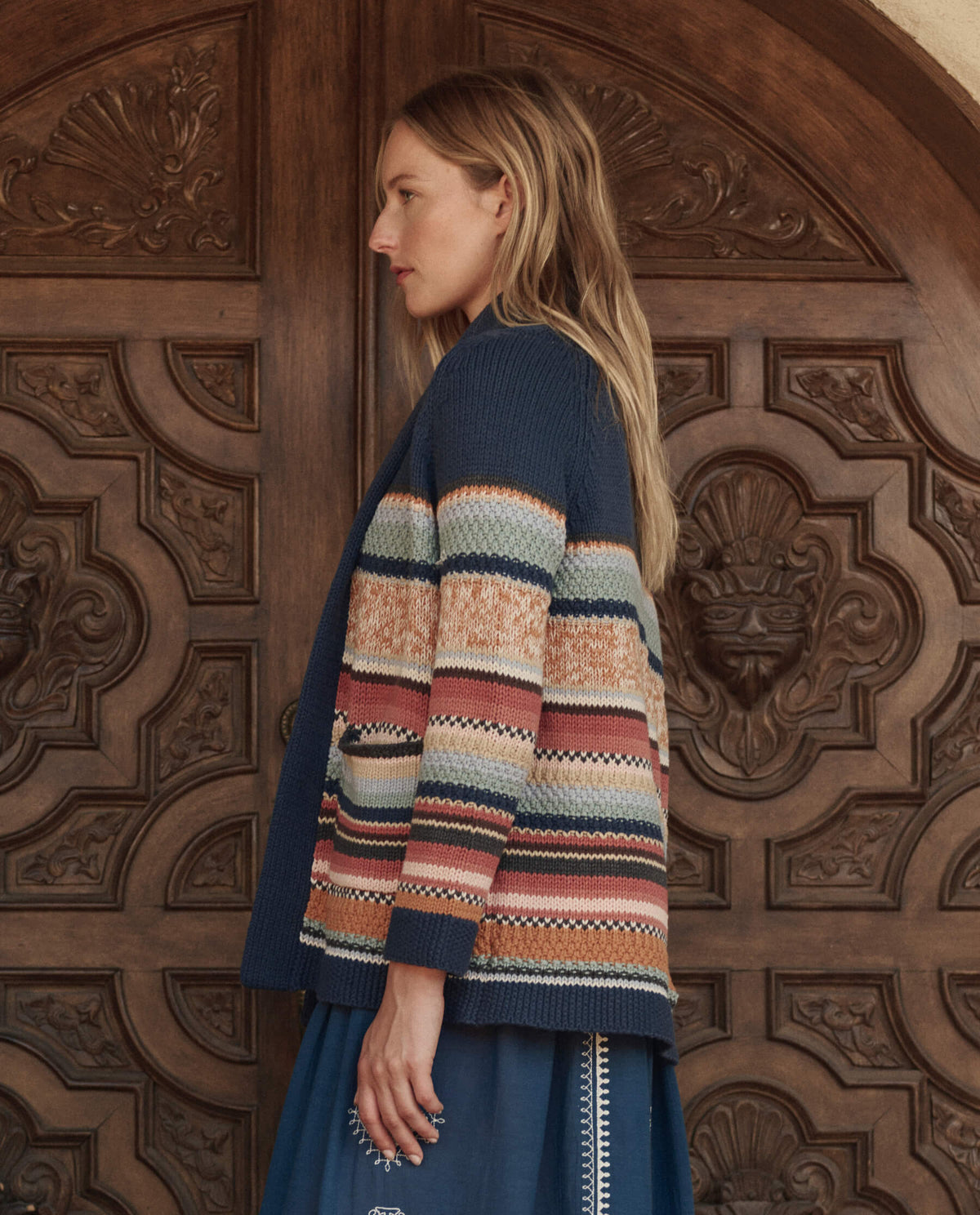 The Mountain Lodge Cardigan. -- Taos Stripe