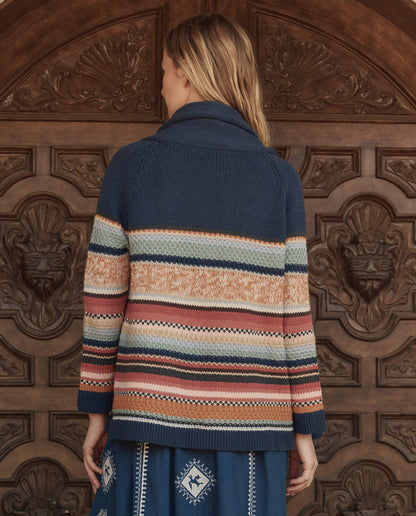 The Mountain Lodge Cardigan. -- Taos Stripe