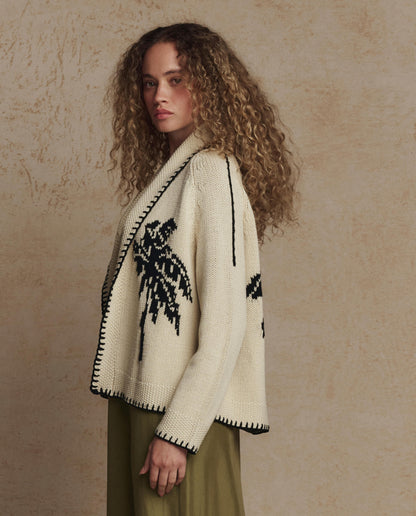 The Palm Lodge Cardigan. -- Cream