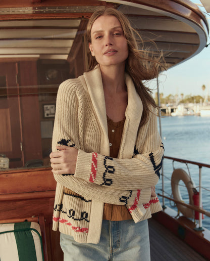 The Sailboat Lodge Cardigan. -- Cream