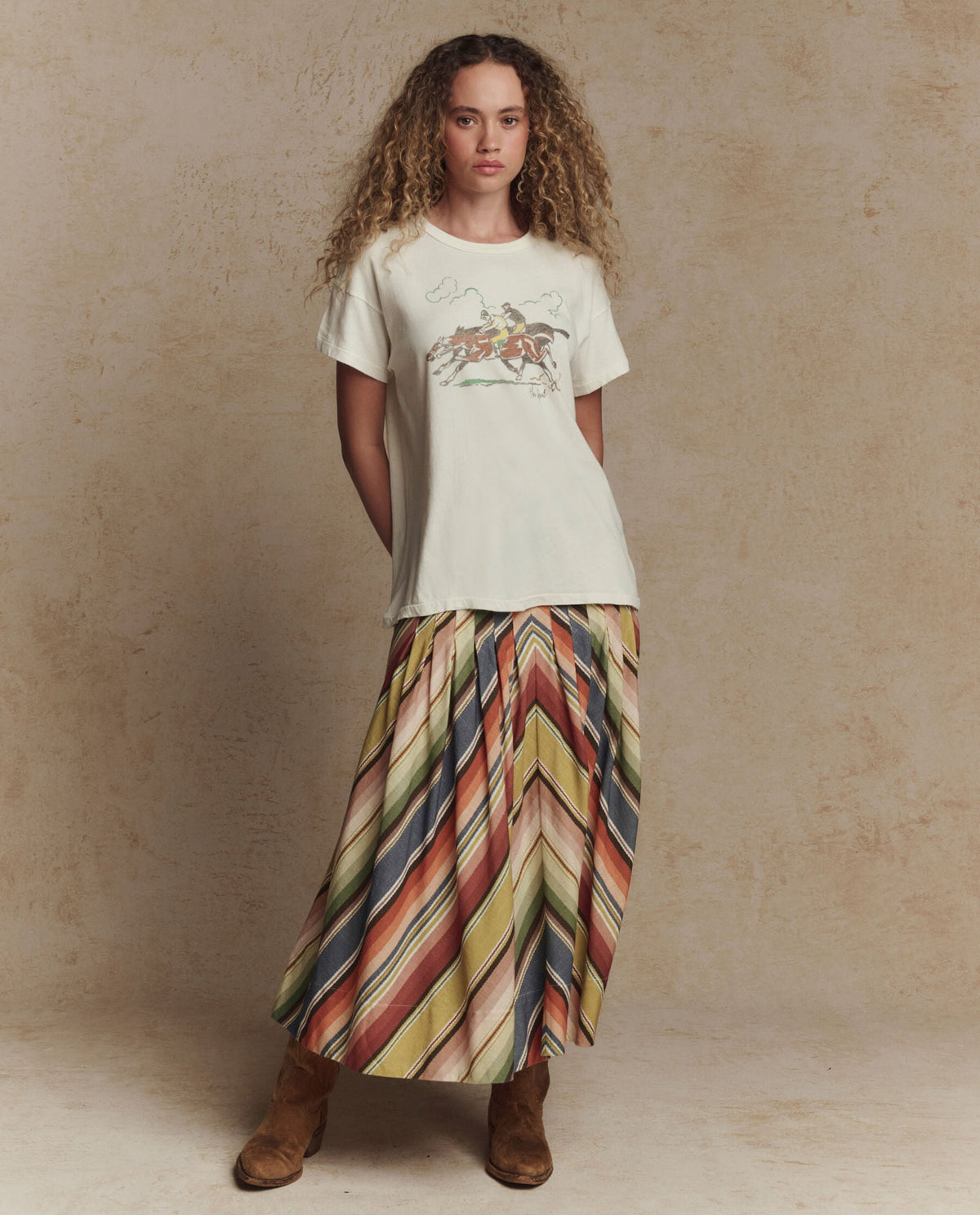The Boxy Crew w/ Derby Graphic. -- Washed White