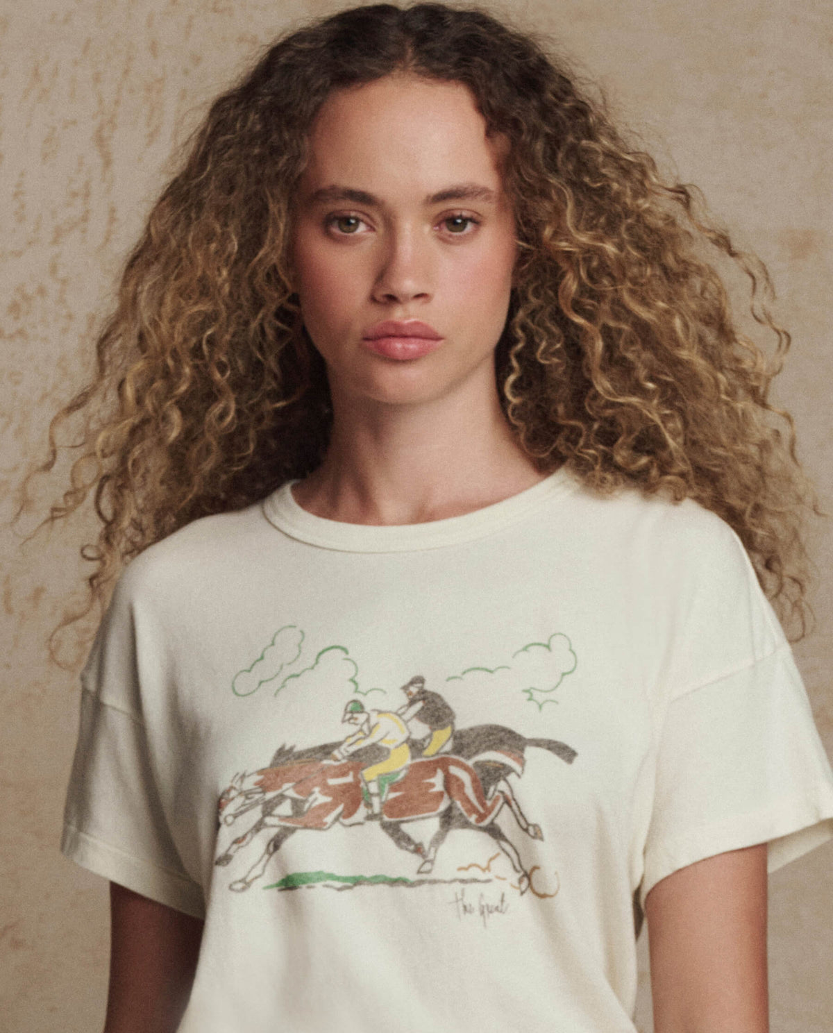 The Boxy Crew w/ Derby Graphic. -- Washed White