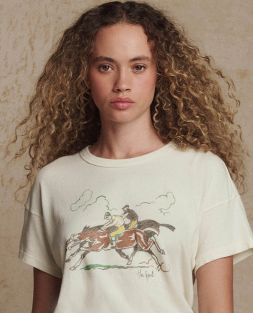 The Boxy Crew w/ Derby Graphic. -- Washed White