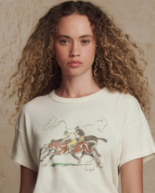 The Boxy Crew w/ Derby Graphic. -- Washed White