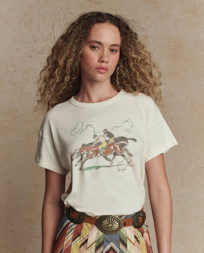 The Boxy Crew w/ Derby Graphic. -- Washed White