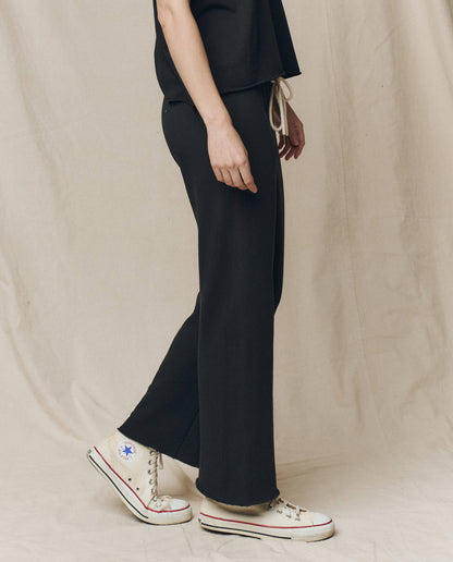 The Wide Leg Cropped Sweatpant. -- Almost Black