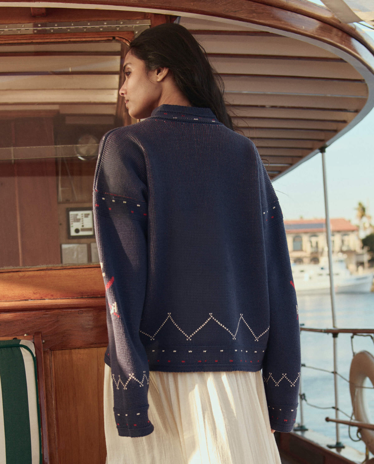 The Fisherman Laceup Pullover. -- Navy
