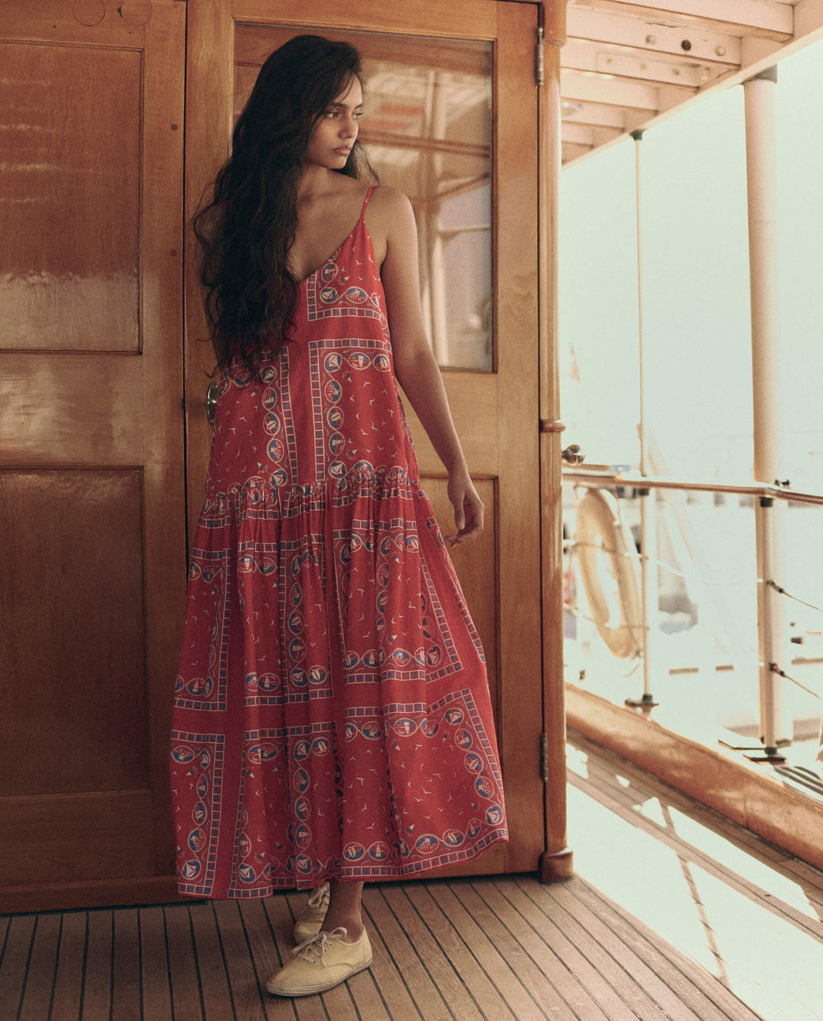 The Drop Waist Dress. -- Red Sailboat Bandana