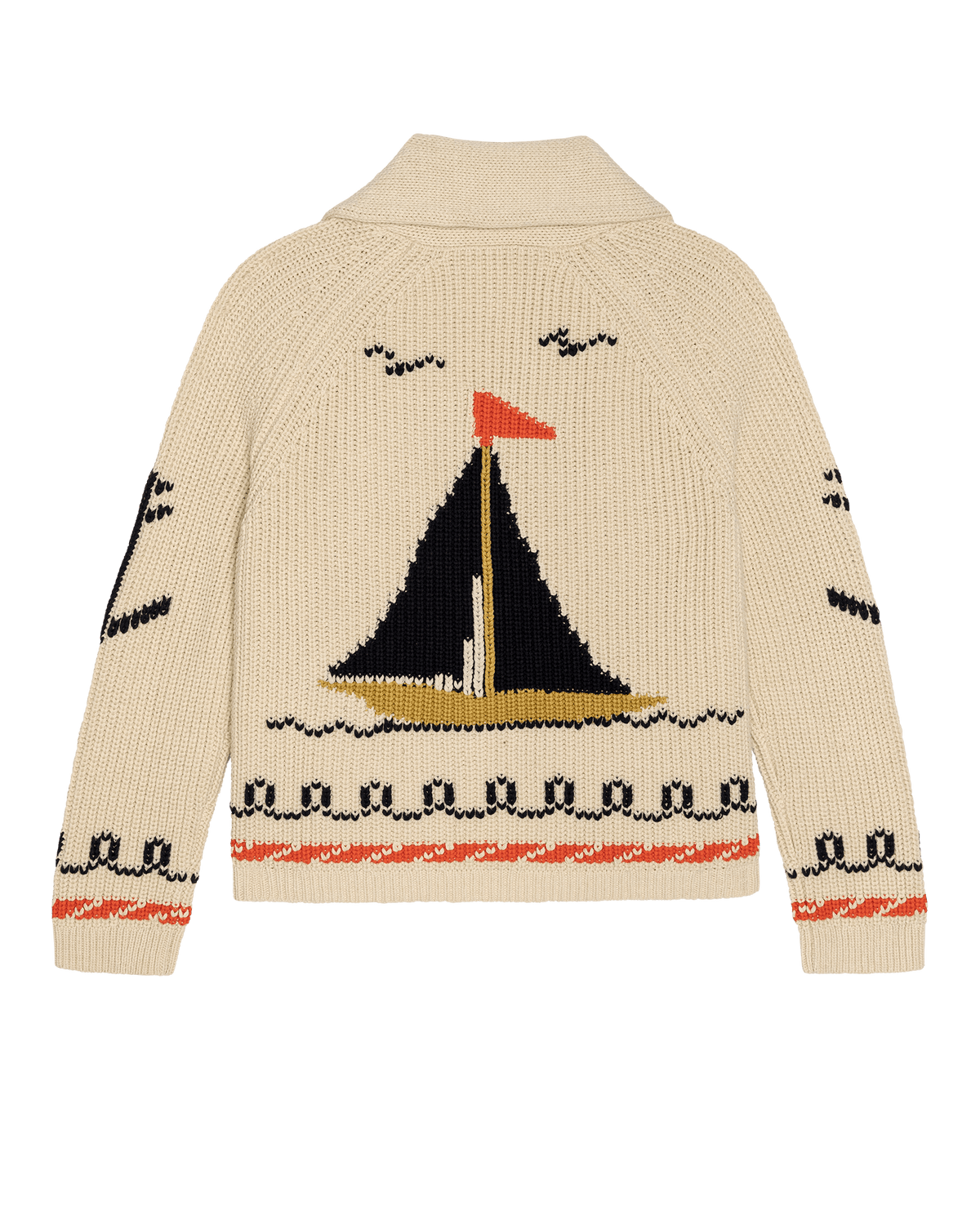 The Sailboat Lodge Cardigan. -- Cream