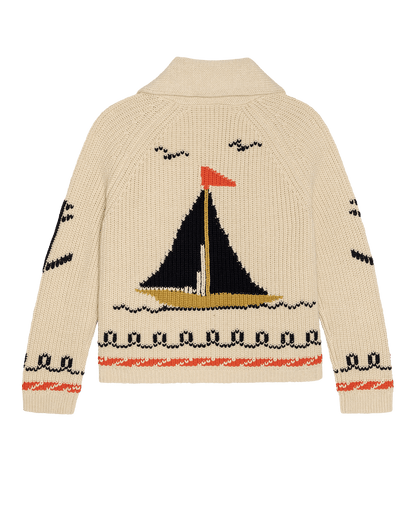 The Sailboat Lodge Cardigan. -- Cream