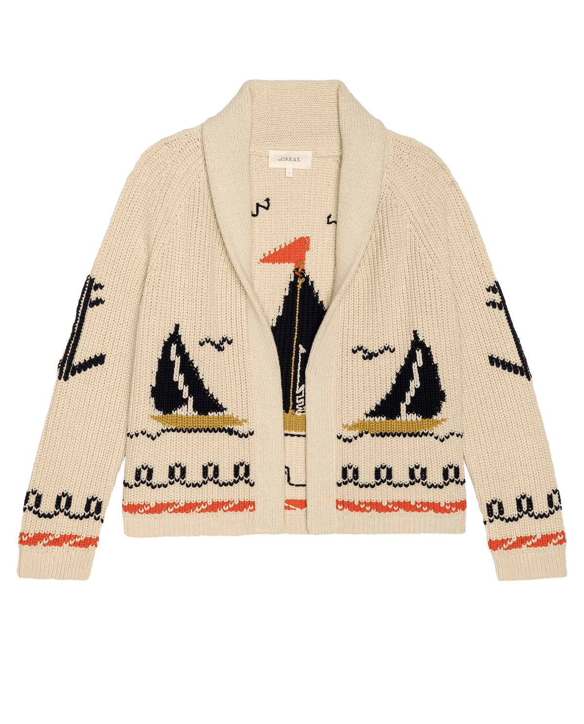 The Sailboat Lodge Cardigan. -- Cream