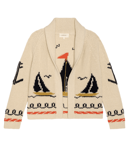 The Sailboat Lodge Cardigan. -- Cream