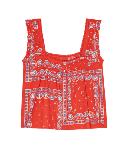 The Victorian Pleat Tank. -- Red Sailboat Bandana