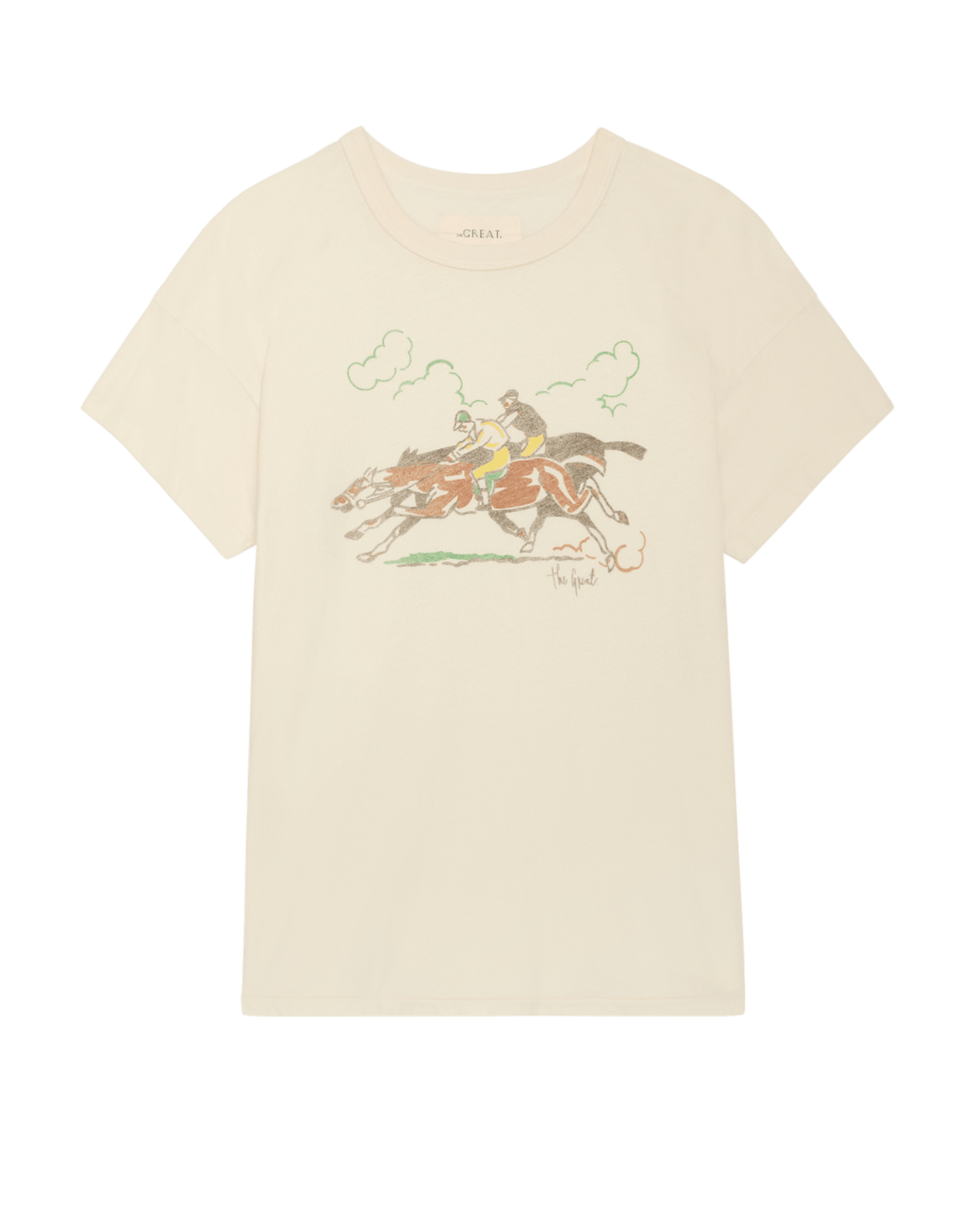 The Boxy Crew w/ Derby Graphic. -- Washed White