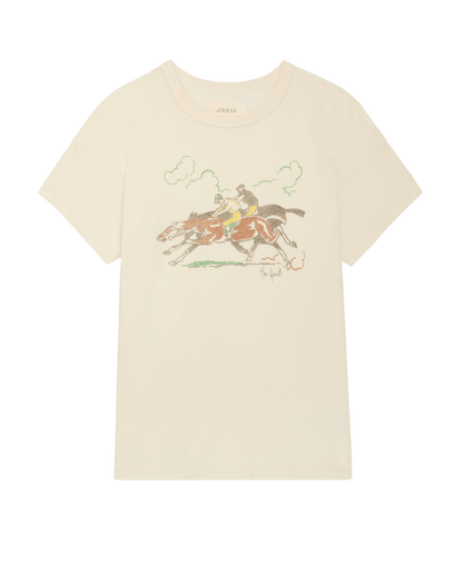 The Boxy Crew w/ Derby Graphic. -- Washed White