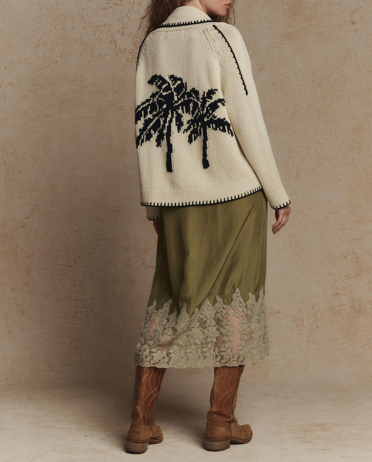 The Palm Lodge Cardigan. -- Cream